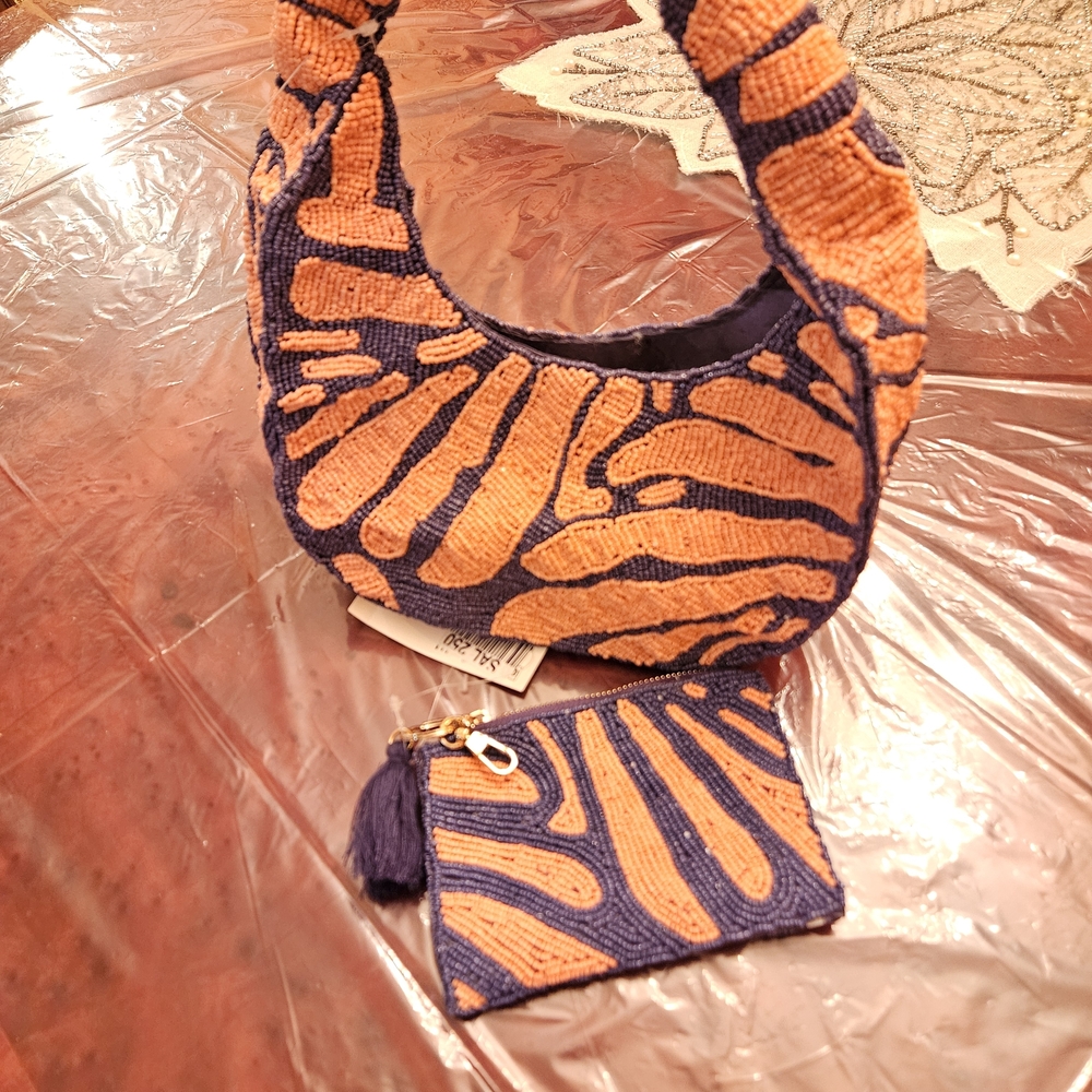 Orange and Blue Patterned Women's Bag Set